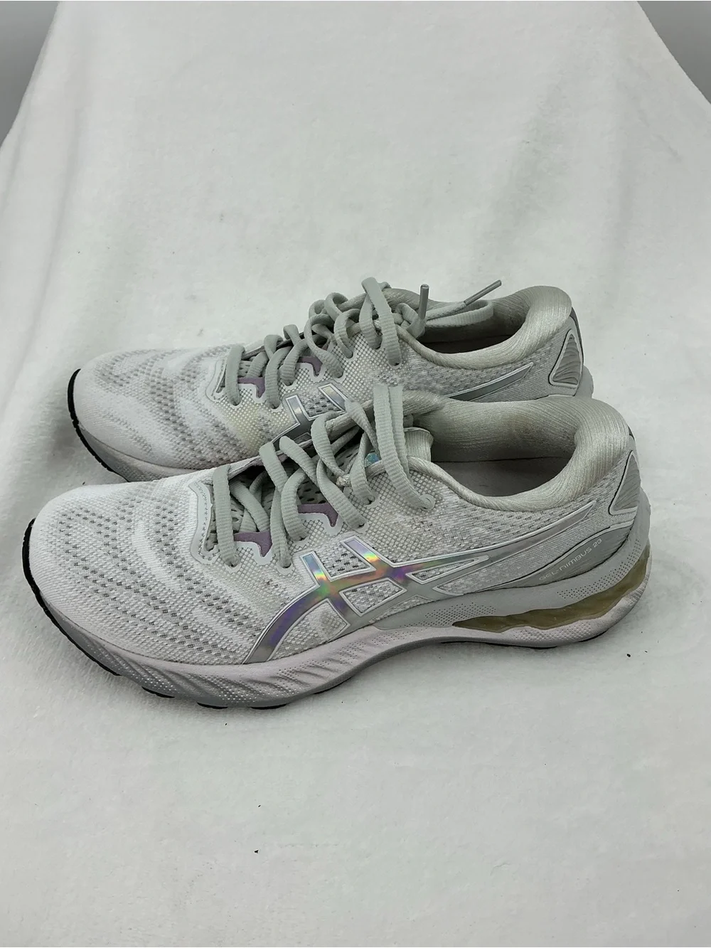 ASICS Light Gray and Lavender Mesh Running Shoes B 45